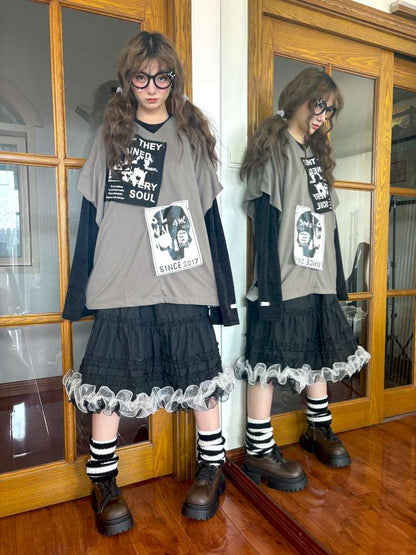 Dark Punk Chenille Two-Piece Set【s0000014622】