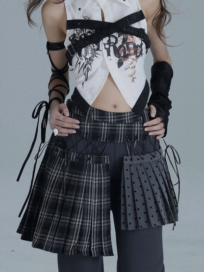 Layered Plaid Patchwork Culottes【s0000016722】