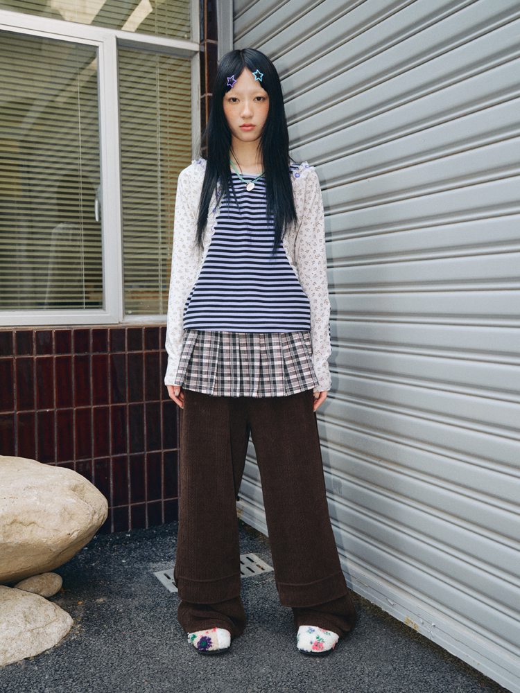 Floral Patchwork Edge Thickened Top【s0000018688】