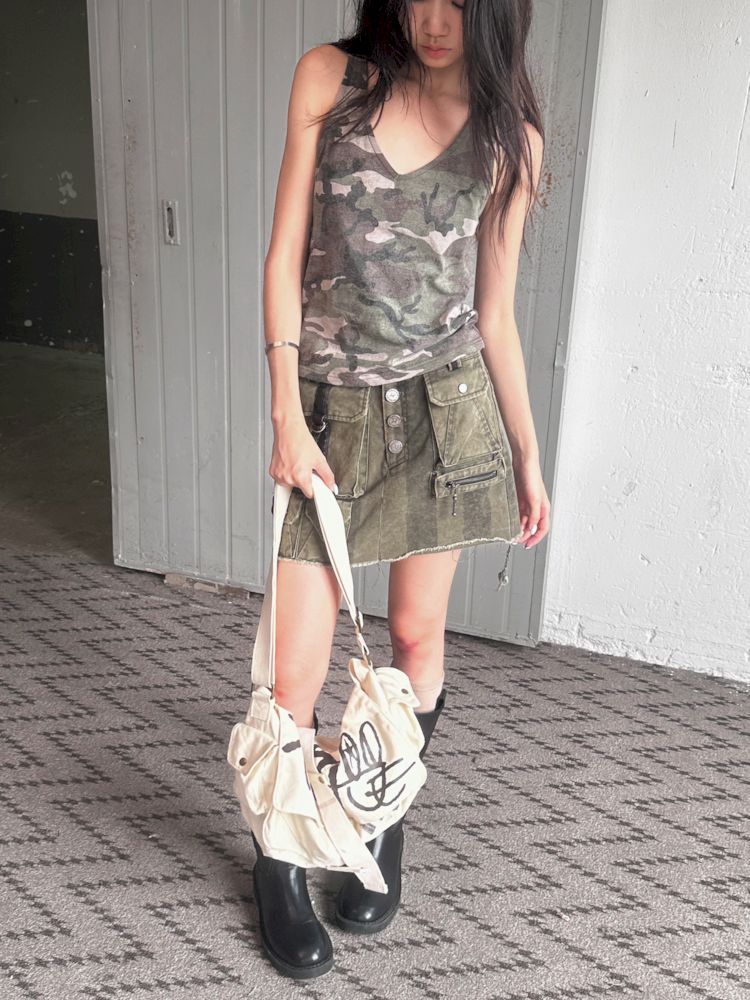 V-Neck Sports Camouflage Embroidered Vest T-Shirt【s0000008501】