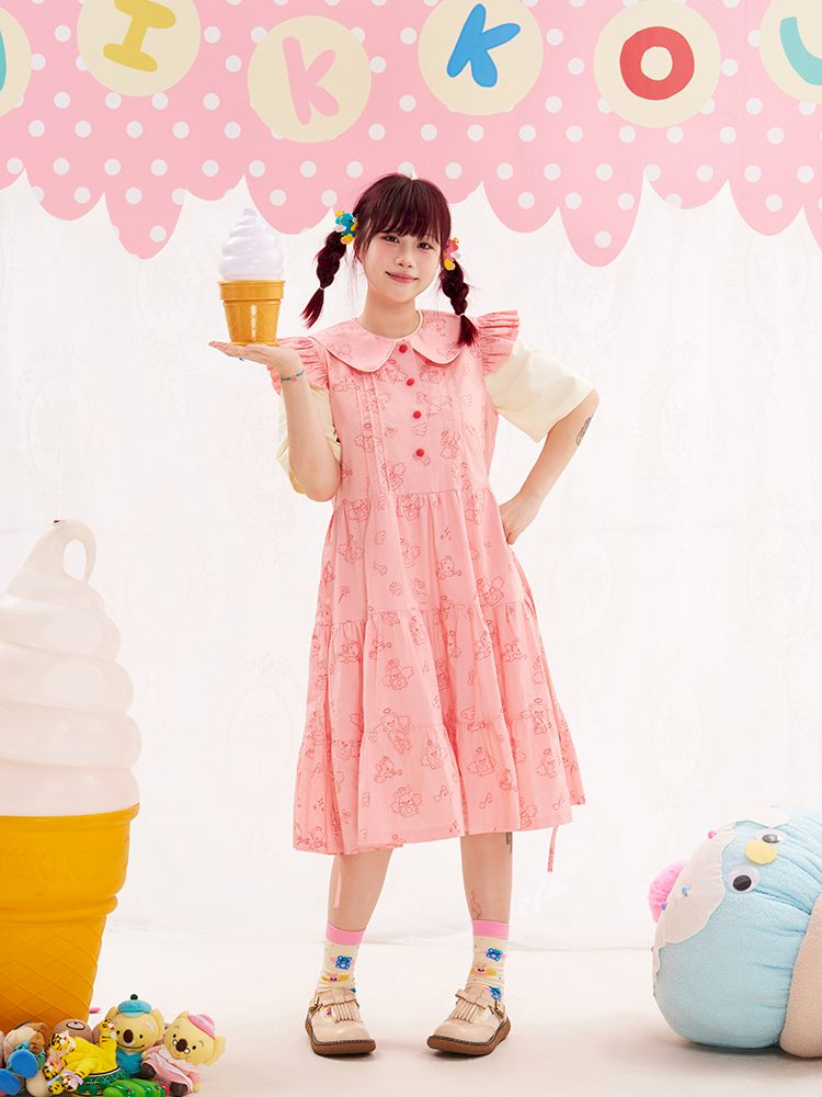 Animal Angel Fly Sleeve Pink Dress【s0000013188】