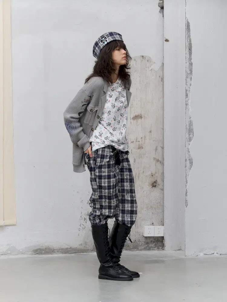 Pleated Plaid Casual Trousers【s0000014206】