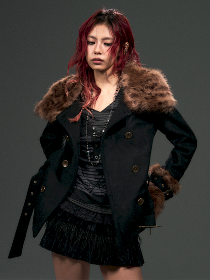 Vintage Leopard Fur Short Wool Coat【s0000015092】
