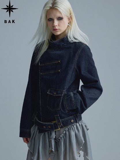 Distressed Texture Denim Jacket Top【s0000018545】