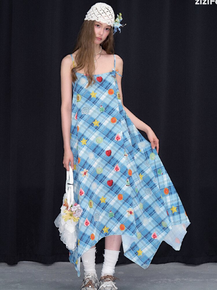 Summer Design Plaid Print Camisole Dress【s0000016843】