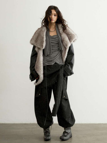 Detachable Fur Collar PU Jacket【s0000015196】