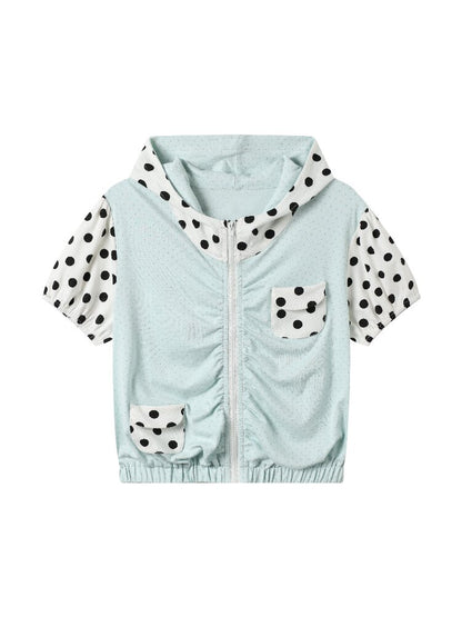 Mint Polka Dot Patchwork T-Shirt【s0000018702】