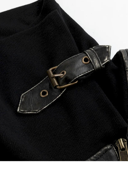 Strappy Slim-Fit Diagonal Zipper Coat【s0000013957】