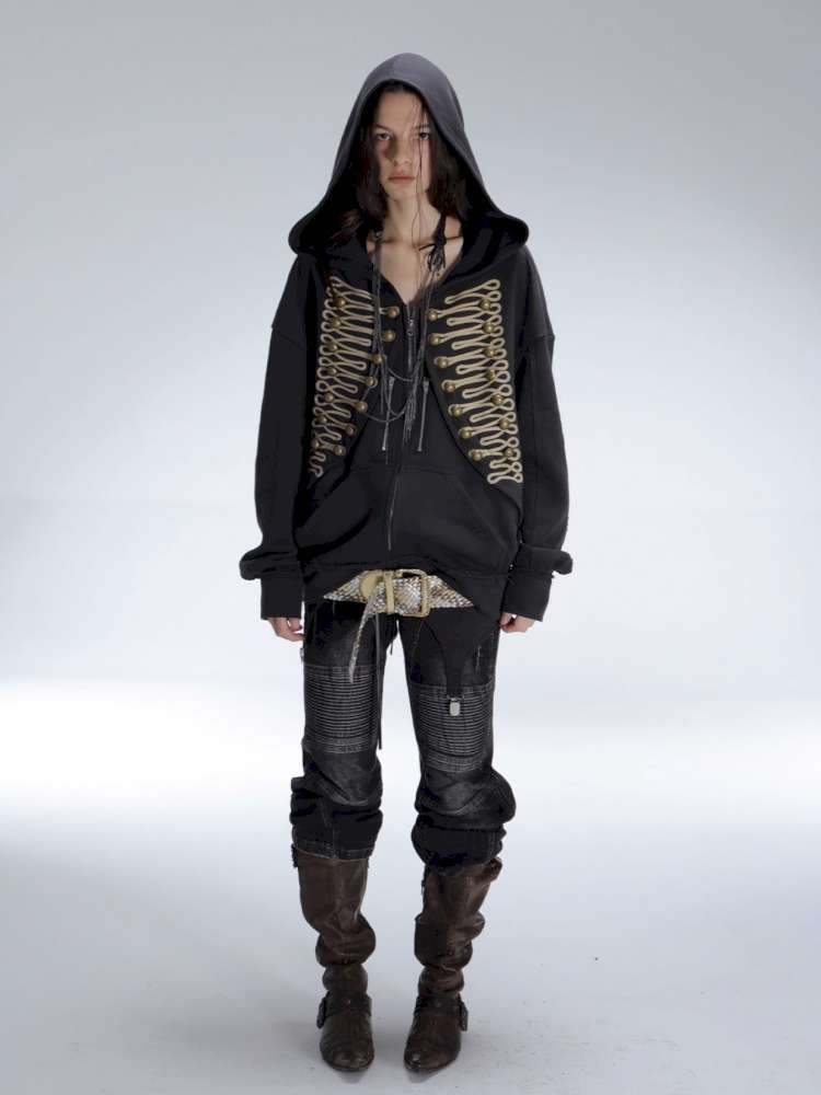 Classic Napoleon Embroidered Hooded Zipper【s0000014711】