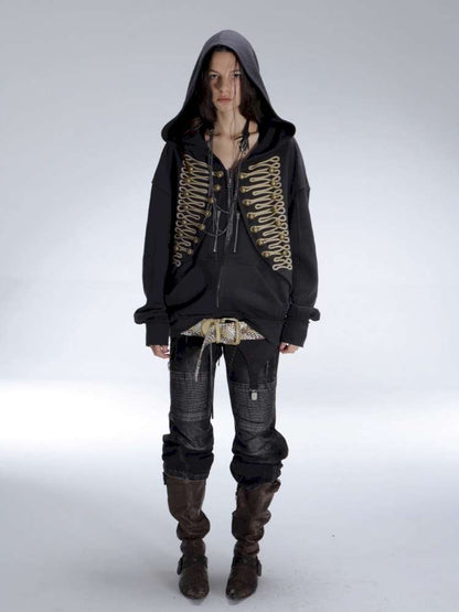 Classic Napoleon Embroidered Hooded Zipper【s0000014711】