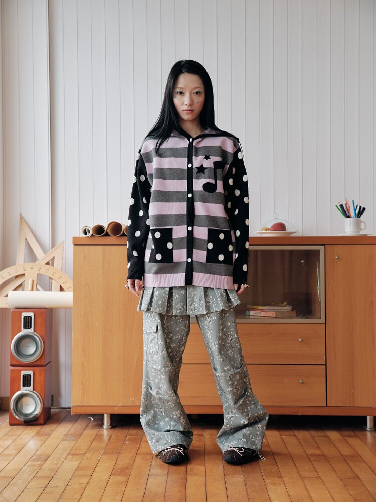 Purple Jacquard Hooded Sweater Top【s0000018708】