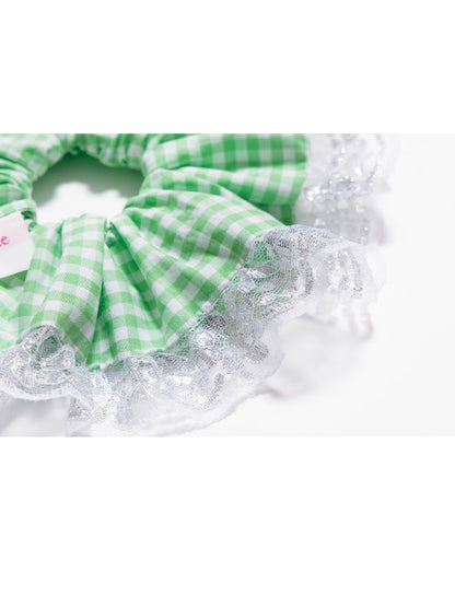 Green Plaid Patchwork Lace Hair Bands【s0000009333】