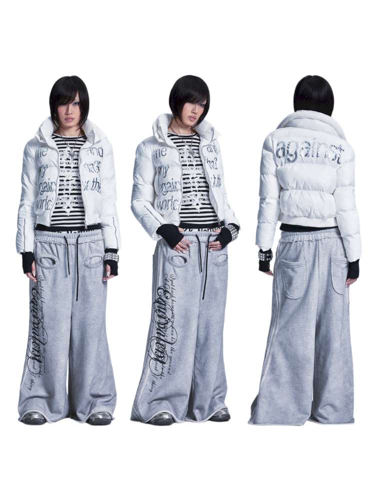 Two Tone Monogram Zip Padded Coat【s0000015012】