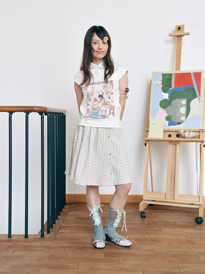 Two-Tone Doll Collar Short-Sleeve【s0000018719】