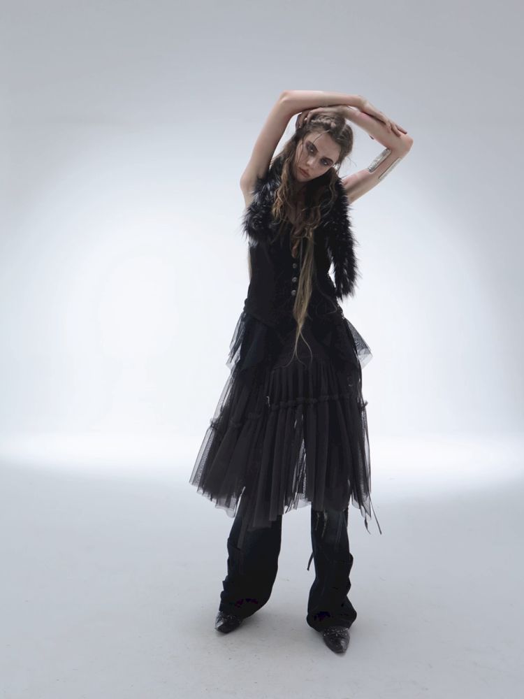 Tulle Pleated Tiered Layered Skirt【s0000013907】