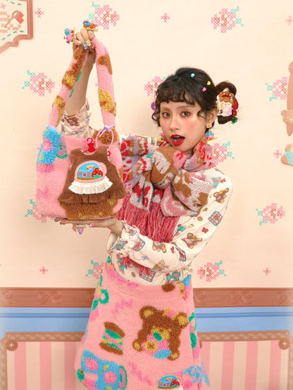 Pink Polar Fleece Lambswool Tote【s0000015576】