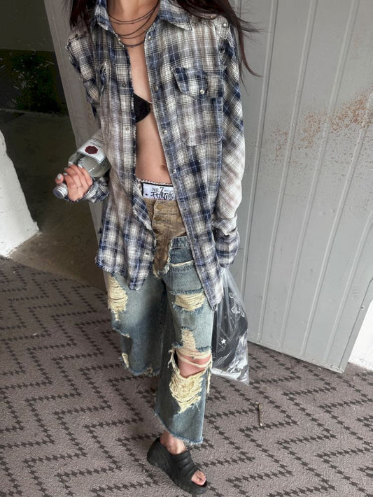 Old Studded Plaid Swoosh Work Shirt【s0000008494】