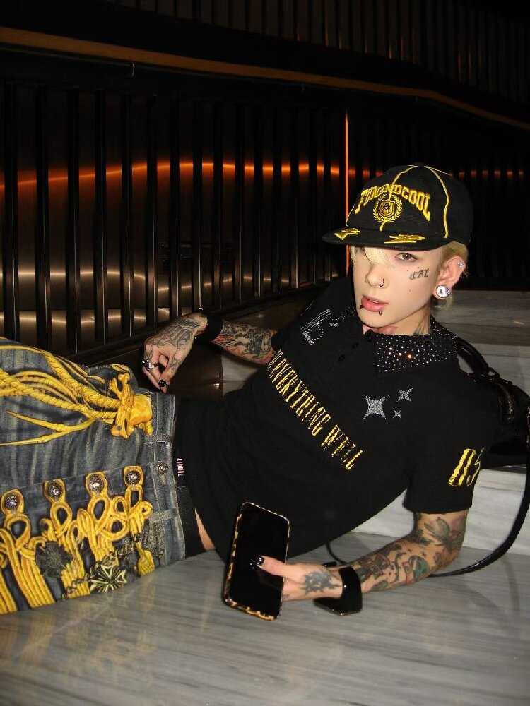 Diamond Broken Slogan Polo Shirt【s0000018237】
