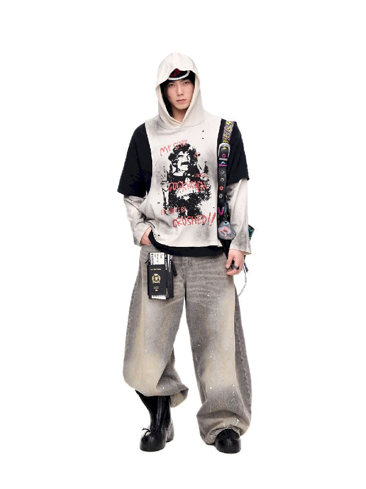 Color Rubbed Printed Long Sleeve Tee【s0000011696】