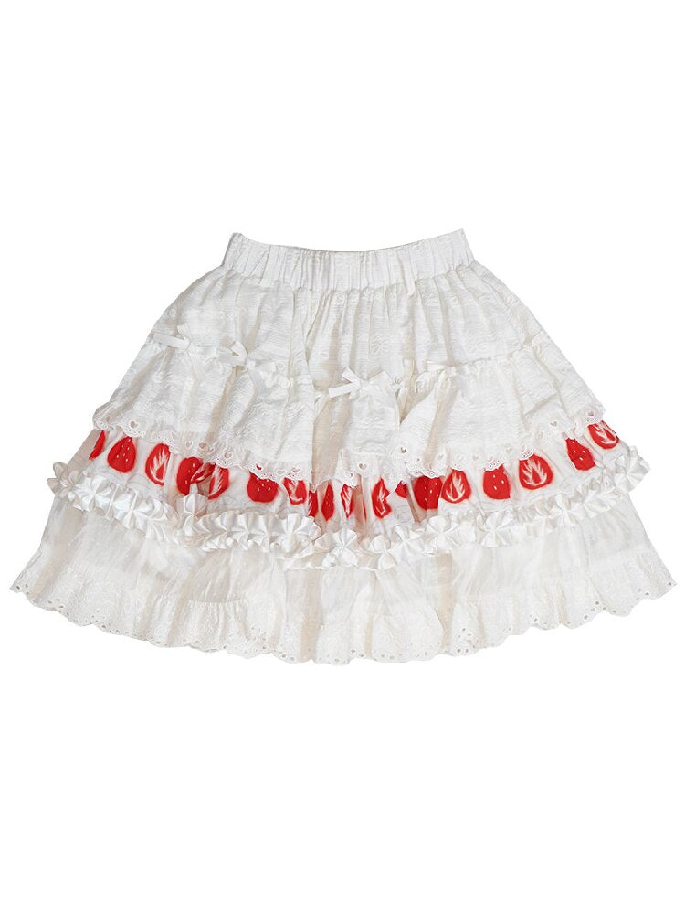 Cake Print Lace Bow Short Skirt【s0000018539】