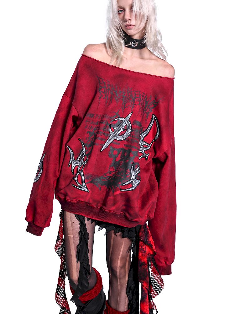 One Shoulder Y2K Sweatshirt【s0000011010】