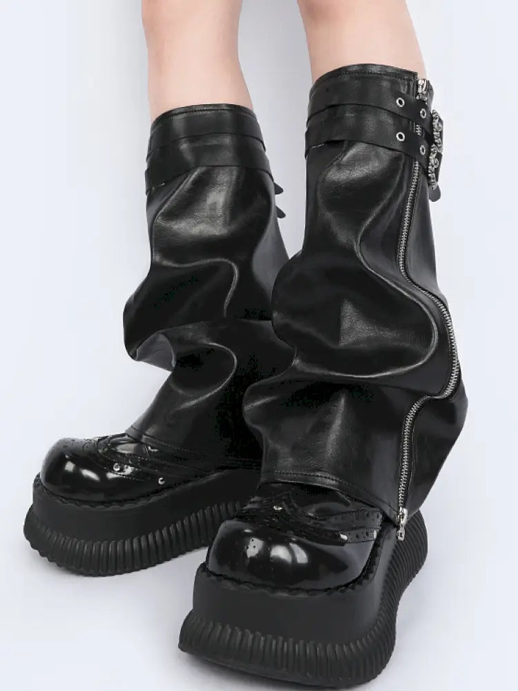 Cyberpunk-inspired black Y2K leg warmers【s0000014182】