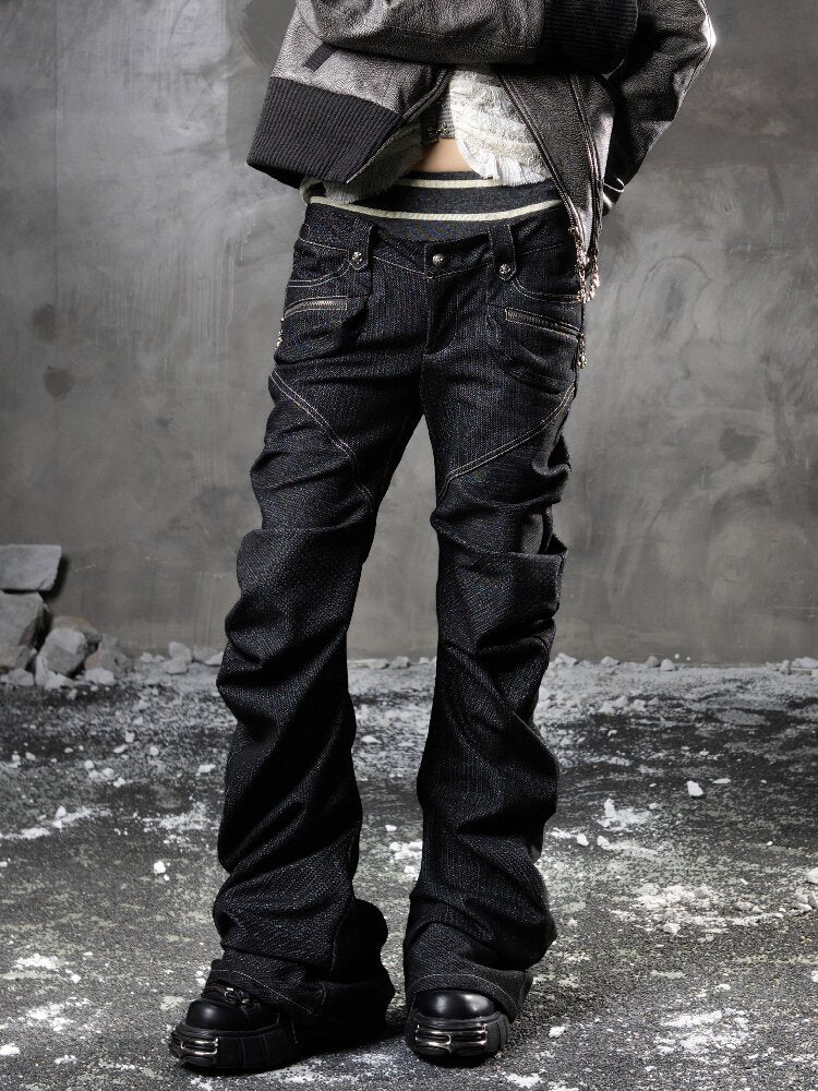Double Waist Scimitar Denim Pants【s0000015945】