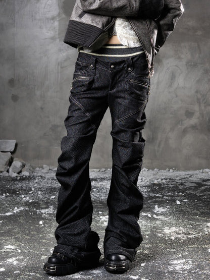 Double Waist Scimitar Denim Pants【s0000015945】