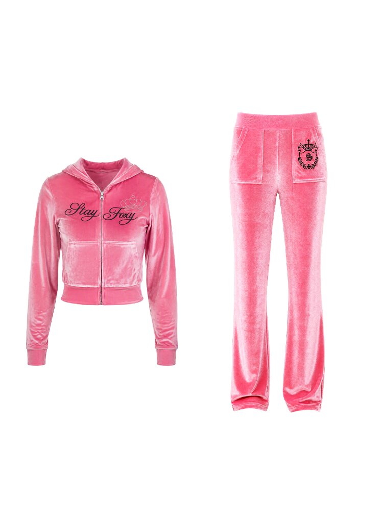 Velvet Slim Hooded Sports Set【s0000018568】