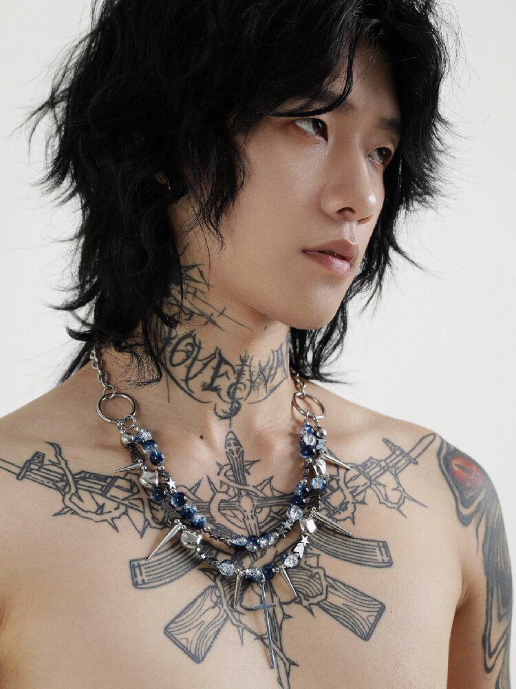 Handmade Y2K Beaded Punk Necklace【s0000018965】