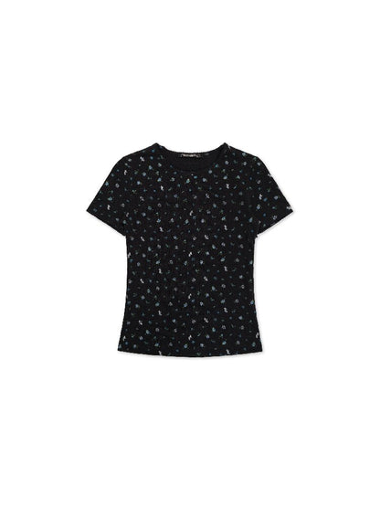 Hand Painted Floral Crew T-Shirt【s0000017919】