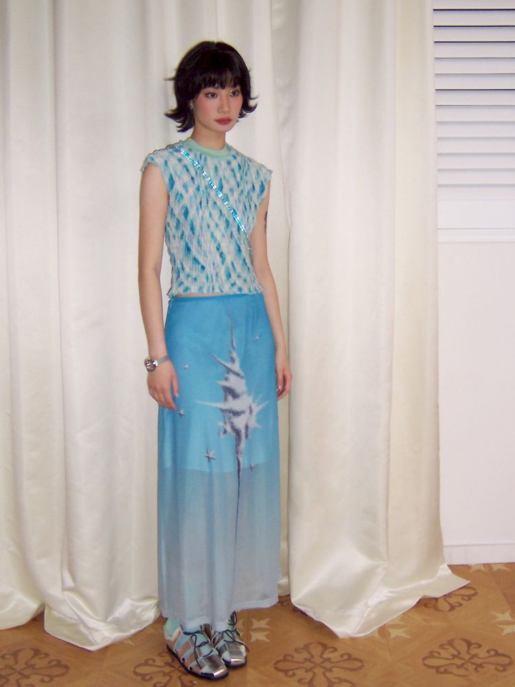 Gradient mesh half-skirt【s0000012300】