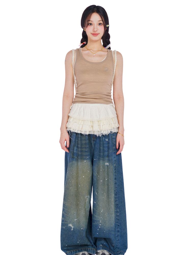 Bow tie Hundred folding white super short skirt【s0000008593】