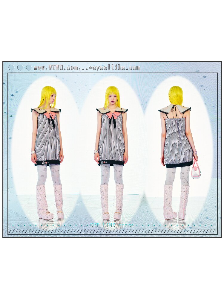 Striped Hollow Doll Collar Dress【s0000017547】