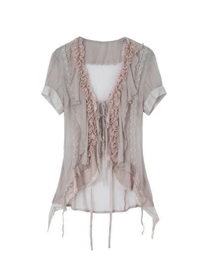 Multi-Layer Ruffled Irregular Hem “Jellyfish” Shirt【s0000012831】