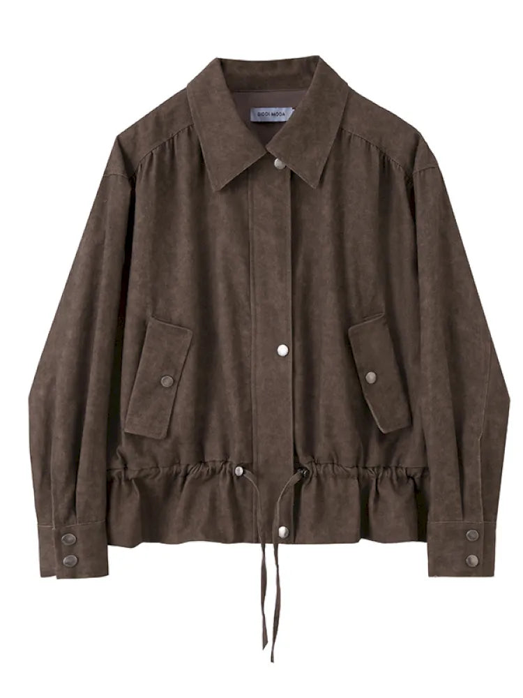 Solid-Color Long-Sleeve Oversized Jacket【s0000014074】