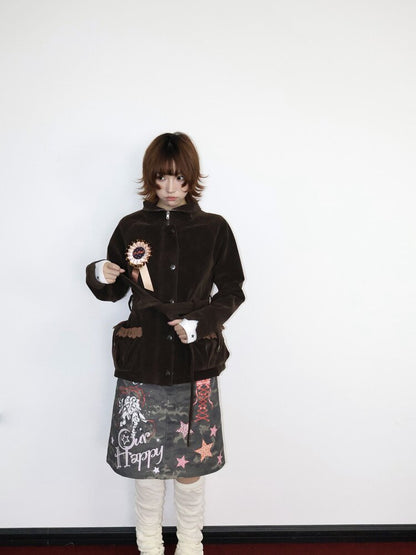 Vintage Badge Suede Patchwork Jacket【s0000018668】
