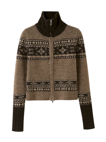 Fairy Island Jacquard Long Sleeve Knit Cardigan【s0000014073】