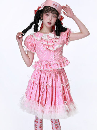 Polka Dot Short Sleeve Top【s0000012186】