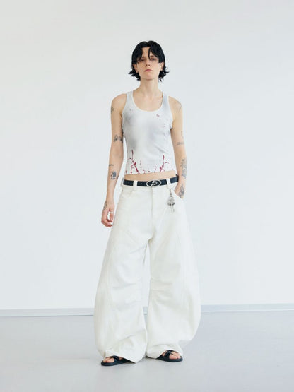 Splash ink print Slim washed tank top【s0000012477】