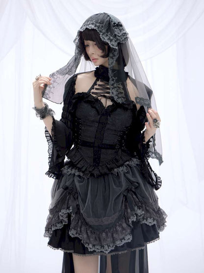 Cross Cut Out Jacquard Halter Gothic Coat【s0000014685】