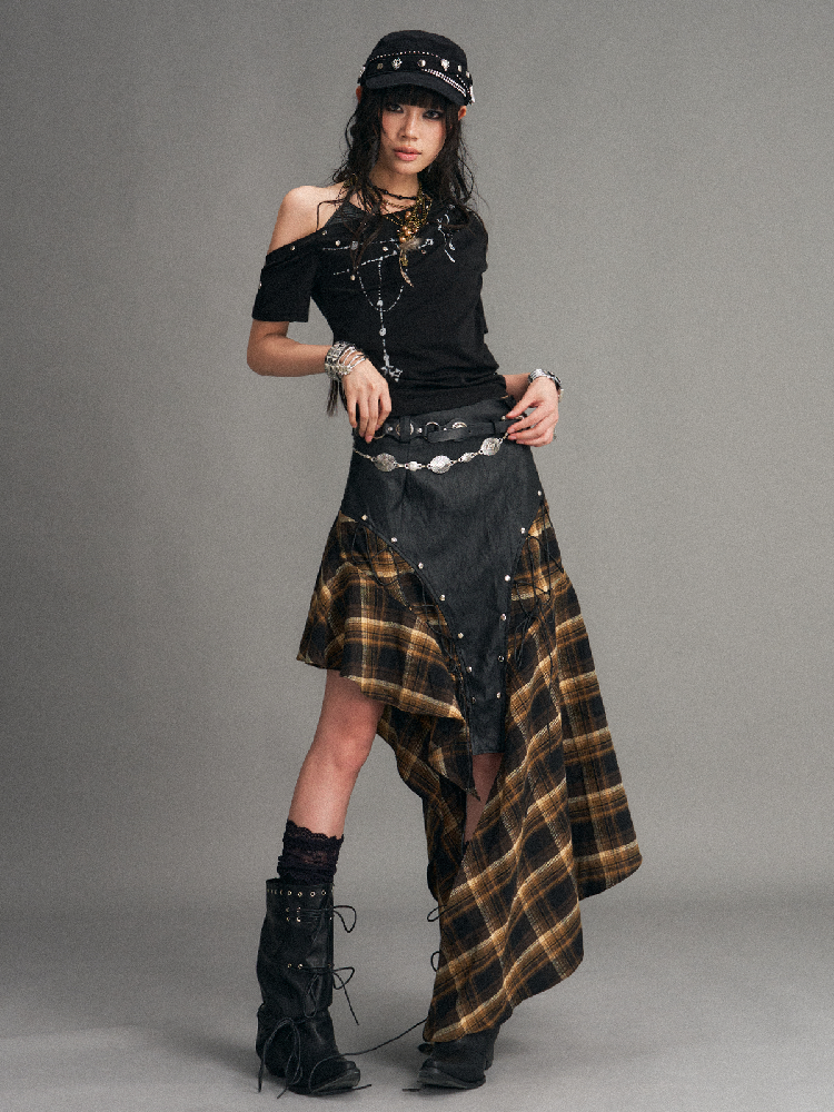 Punk Retro Strappy Plaid Skirt【s0000017534】