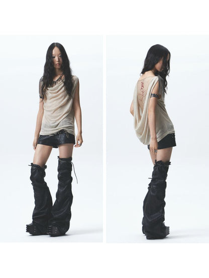 Loose-fitting, reversible printed vest【s0000012679】