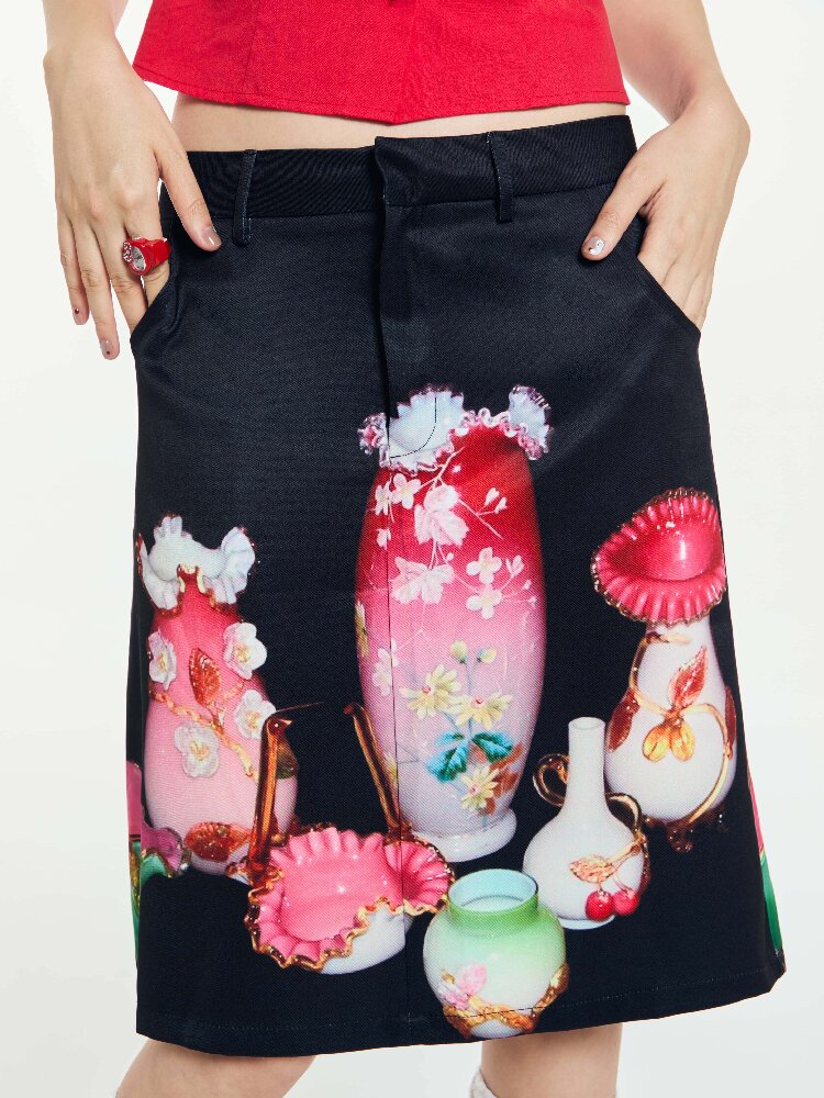 Vintage Porcelain Mid Skirt Slim【s0000018687】