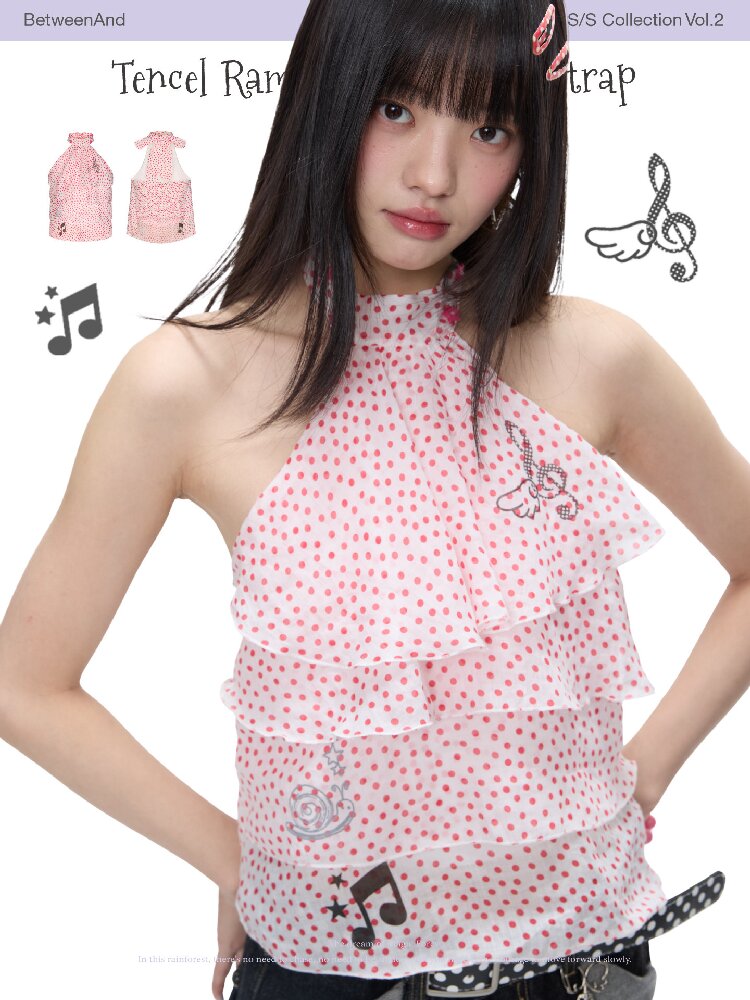 Pink Polka Dot Halterneck Sling【s0000016400】