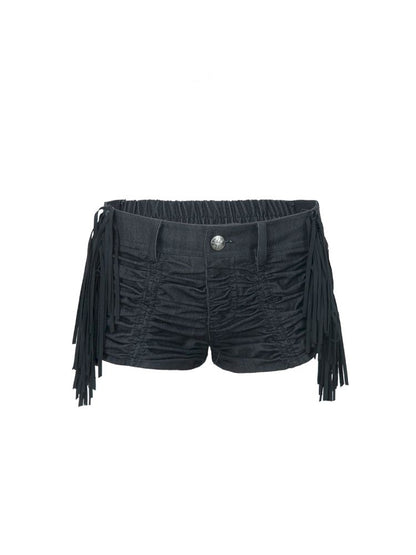 Micro-Stretch Fabric Low-Waist Shorts【s0000012704】