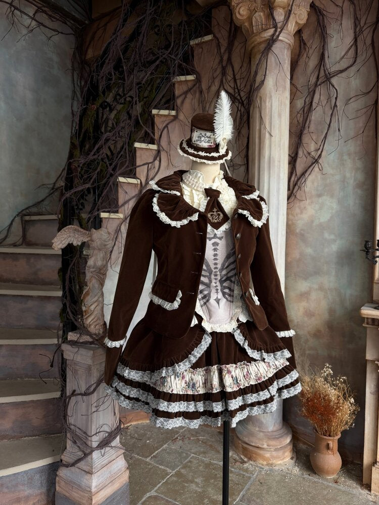 Vintage Brown Velvet Lace Blazer【s0000015616】