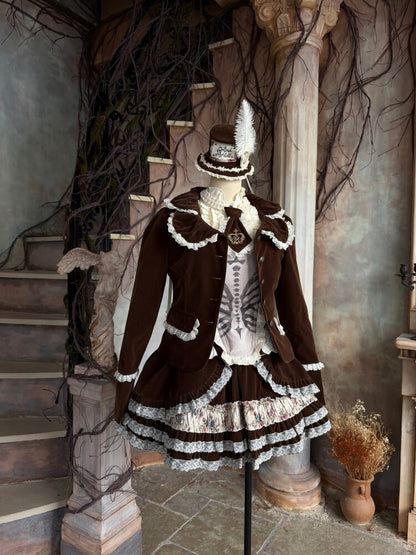 Vintage Brown Velvet Lace Blazer【s0000015616】