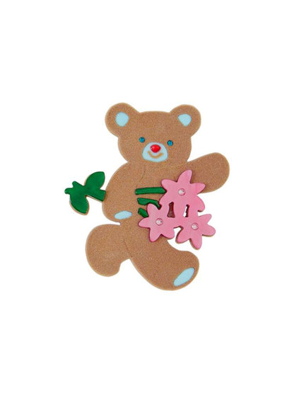 Bear Bouquet Flocked Acrylic Hairpin【s0000014508】