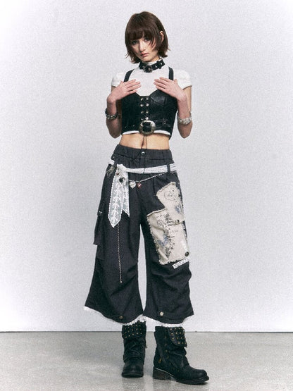 Vintage Printed Apcal Cropped Pants【s0000015971】